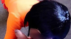 Velma accidentally drops her glasses during cosplay in a homemade Mexican teacher fetish scene. She ends up sucking a big cock and getting penetrated doggystyle