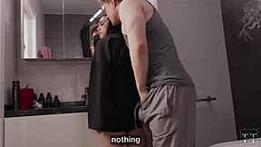 Bathroom sink fix turns into homemade fucking with cute tattooed teen moaning on big cock until creampie