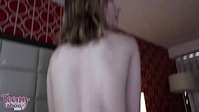 Blonde babysitter Claire bends over for Seth's deepthroat blowjob and wet pussy riding until creampie