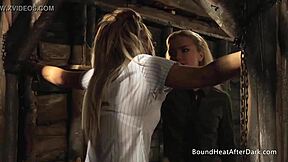 Brunette Slave Moans In Bondage Under Busty Blonde Mistress Strapon Domination