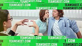 Maya Bijou flashes her tits and gives blowjob to stepbro for a ride