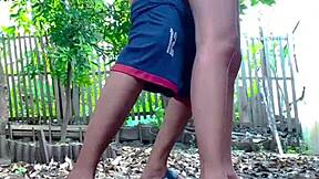 feeling the thrill of banging neighbor's wife in backyard garden