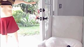 How does this hot blonde college babe finger her shaved pussy and tease in homemade solo?