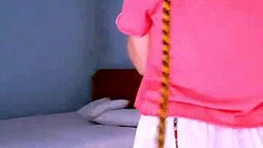 bonneyuwu from argentina gets tied up in bed and forced into cute homemade sex in her skirt