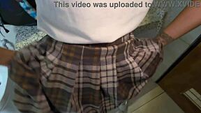 Will This Sexy Amateur Latina Student Creampie Her Teacher in the Bathroom Quickie? Petite Babe Rides in Cowgirl and Doggystyle with Natural Tits Bouncing.