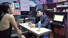 I feel so aroused as the boss licks and fucks the latina secretary to secure her job