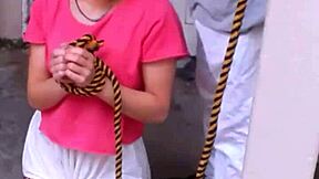 bonneyuwu from argentina gets tied up in bed and forced into cute homemade sex in her skirt