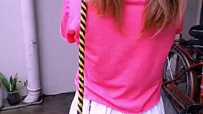 bonneyuwu from argentina gets tied up in bed and forced into cute homemade sex in her skirt