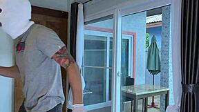 We snuck into their house and had quick rough sex on the bed. I got bent over doggystyle, riding cowgirl until he covered me in cum.