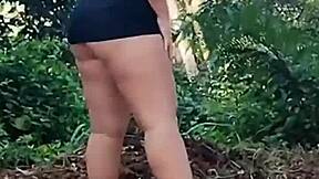 We sneak into an abandoned house for big ass blowjob and teasing crossdressing fun