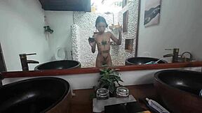 petite asian teen licks balls and deepthroats interracial cock in bed for rough doggystyle morning fuck