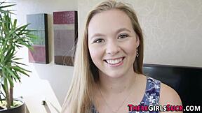 jizzy mouthed blonde teen 18+ gives pov blowjob on big cock