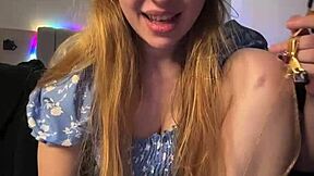 blond girl playing in doggystyle... she fingers her shaved pussy wet