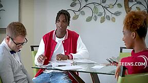 Tutor freely uses black step sibling duo for science with fucking and moaning!