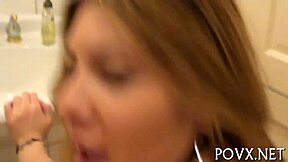 Taut shaved pussy nailed hard