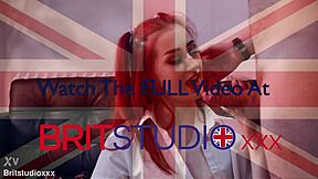 Skinny British redhead fucked hard and swallows cum in uniform!