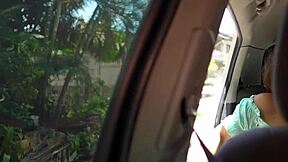 I spotted this delicious prostitute in the city and fucked her in the car filling her pussy with cum and her ass too