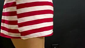 Petite Brunette Coed Sabrina Rubs Tits While Sucking Hard Cock For Cumshot