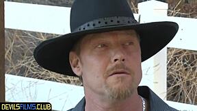 I feel so excited riding my tattooed ebony body on stepdad's dong in this outdoor missionary scene.