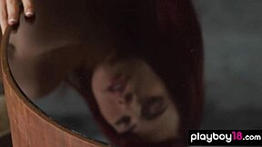 hey petite red amateur teen 18+ model sabina rouge is stripping to show her amazing naked shapes