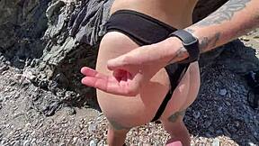 Horny Couple On Vacation Pounds Doggystyle At Beach Until Cum Covers Skinny Girlfriend