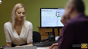 The Czech teen faces a loan agent in the office without a license but offers sex instead.