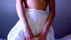 why not watch this cute blonde latina teen masturbate her tight wet pussy under that white skirt?