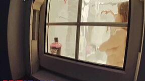 Watching your neighbour in the shower, her wet pussy dripping as she flashes that curvy body 😏.