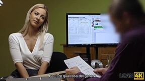 The Czech teen faces a loan agent in the office without a license but offers sex instead.
