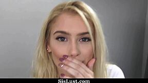 I caught my petite blonde stepsis in the garage, got her on knees for blowjob and cowgirl ride