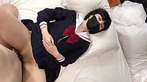 uhh uncensored japanese black-haired beauty in sailor cosplay does blowjob and shaved pussy creampie with petite tits