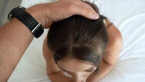 hey, this petite milf loves deepthroating her husband's huge cock and getting facial cumshot every time