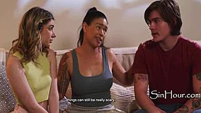 Horror flick haunts stepmom dana vespoli who heals petite teens with pussy licking and riding