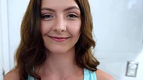 Petite not sister sucks not brothers big cock in quickie pov deepthroat leading to facial cumshot