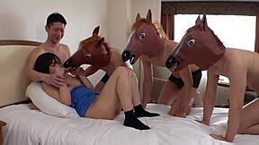 part2 slender big tits z-generation uma musume gambles her pussy and horse racing to pay debts, loses trump bet and gets raw creampie penalty with four horse-sized cocks in deep blowjob and rider sex