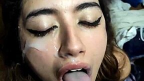 Amateur 18 Years Gets Cute Facial Cumshot