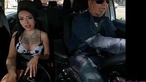 Casting skinny tattooed latina baby kat with fake tits in bedroom interview by luis garay