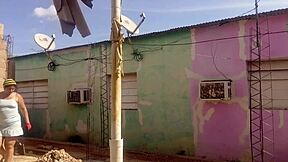 Hey, my neighbor can't resist staring at my big ass in this short dress.