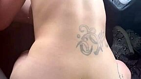 Skinny hooker gets bent over and fucked doggystyle in car then takes cumshot on her ass outdoors