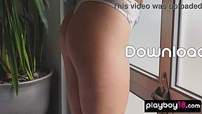 Petite Canadian Beauty Alexandra Belle Strips Pajamas!