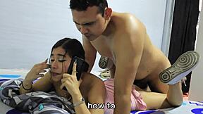 I felt so thrilled as the big-titted Latina babe got fucked hard while chatting on her phone with her boyfriend.