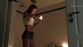 Emotional Peek into Bathroom Voyeur Fantasy with Petite Teen