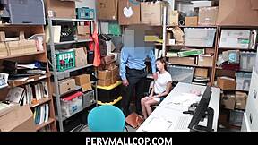Pervmallcop caught the petite teen thief stripping in the shop. She fucked to avoid telling her stepdaddy.