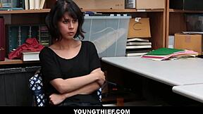 Hey cute brunette teen Penelope Reed you got caught shoplifting so strip down now for pov fuck with monster cock ripping clothes and pounding petite small tits body hard.