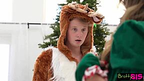 Brattysis compilation of santas naughty little 18+ helpers in threesome blowjob creampie cumshot deepthroat group handjob orgasm action.