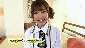 Hey, how does this cute japanese teen handle her first threesome with deepthroat and multiple orgasms?