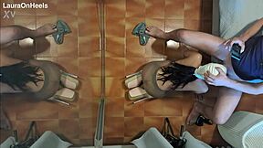 preview - milf in pantyhose and high heels gives a blowjob on her knees with cum swallowing, big ass brunette deepthroat and creampie mouthful... 😏