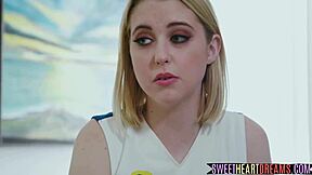 Teen cheerleader getting orally pleasured by black ebony babe in lesbian foreplay action.