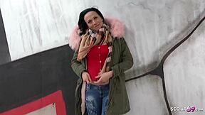 german scout picks up tattooed european teen from berlin streets for rough first time facial sex