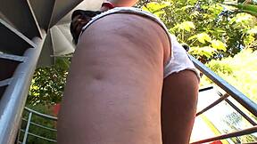 young stud smacks daya layne on her big ass then gets blowjob before doggystyle and cowgirl riding outdoors